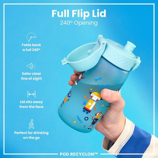 Ion8 Kinderflasche Kunststoff mit Strohhalm Hellblau 350ml