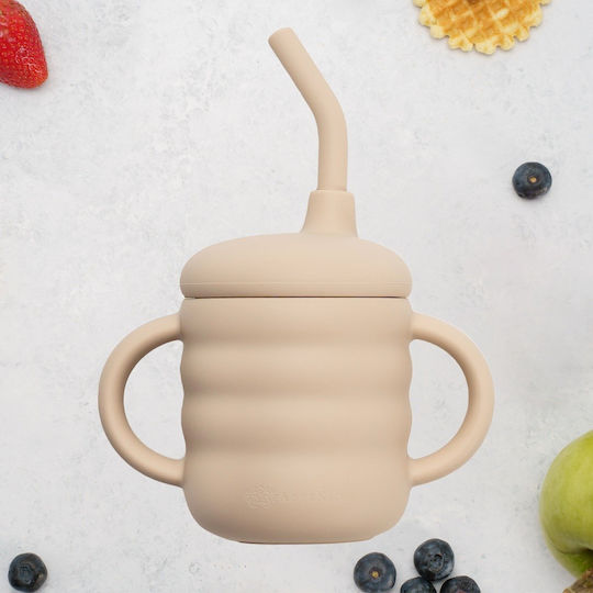 AppeKids Cana de antrenament pentru bebeluși Silicon cu mânere Bej pentru 6m+m+ 160ml