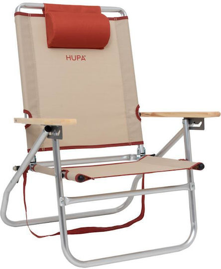 Hupa Small Chair Beach Aluminium with High Back Beige 56.5x59x81cm