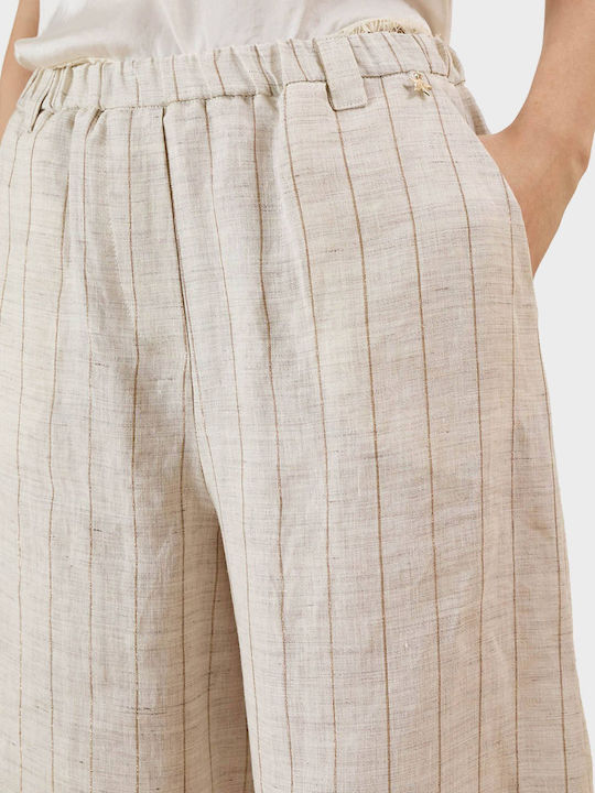 Damen Leinen Hose Ecru