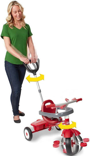 Radio Flyer Tricicletă Pentru Copii Cu Mâner Pentru Părinți 3 În 1 Pentru Vârsta 3-5 Ani Roșie