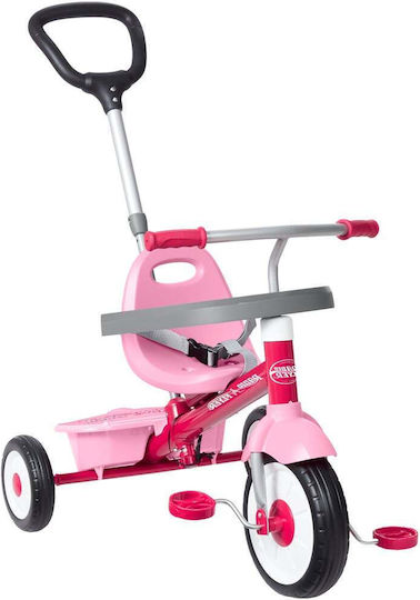 Radio Flyer Tricicletă Pentru Copii Cu Mâner Pentru Părinți 3 În 1 Pentru Vârsta 3-5 Ani Roz