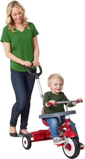 Radio Flyer Tricicletă Pentru Copii Cu Mâner Pentru Părinți 3 În 1 Pentru Vârsta 3-5 Ani Roșie