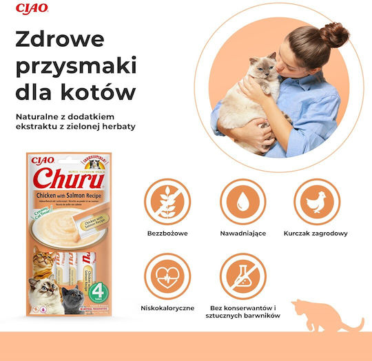 Inaba Churu Răsfățuri cu Pui / Somon pentru Pisici Adulte 1buc 56g