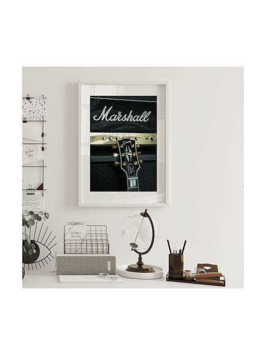 Music Poster Marshall Speaker Pst25176 21cm X 30cm Μαύρο Ξύλινο Κάδρο