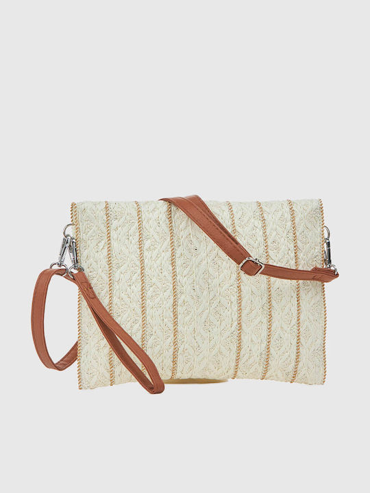 Damen Rattan Gestrickter Umschlag in Creme