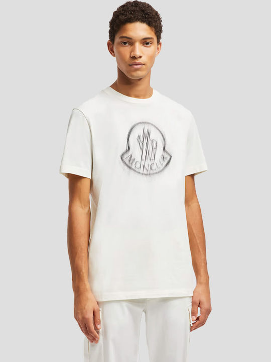MONCLER ホワイト Tシャツ White Flocked Logo Cotton T-Shirt - Polos & T-shirts for Men