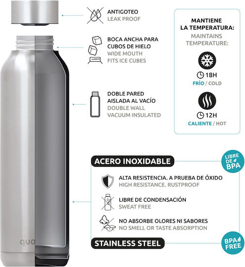Quokka Thermosflasche Edelstahl Solid 'Pastellgrün' 630ml – 12098