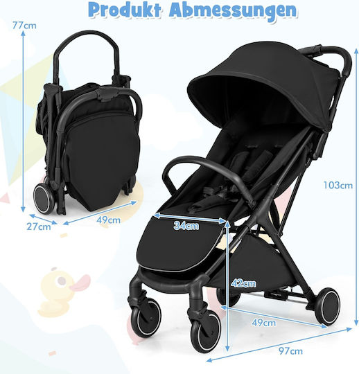 Costway Adjustable Baby Stroller Suitable for Newborn Black 6.6kg
