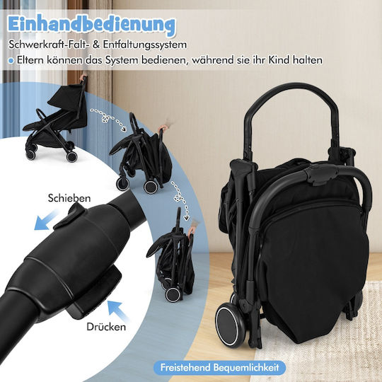 Costway Adjustable Baby Stroller Suitable for Newborn Black 6.6kg