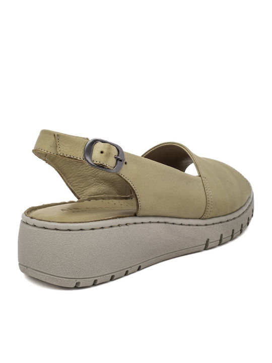Leather Women's Flat Sandals Anatomic in Green Color