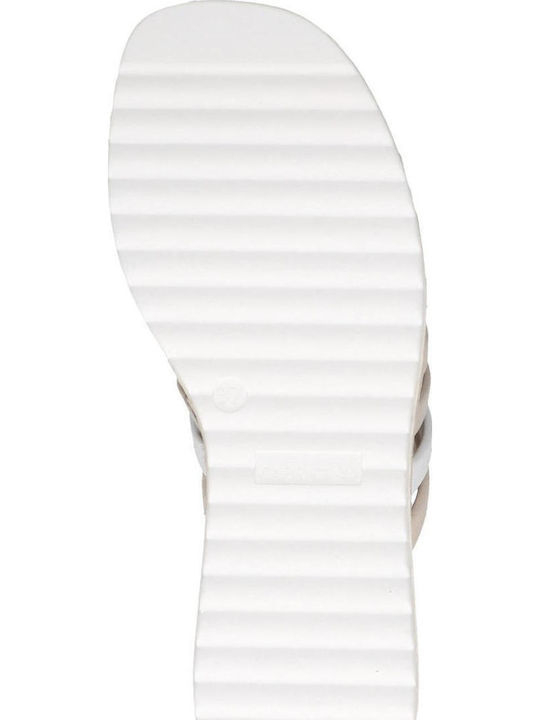 Leather Women's Flat Sandals in White Color
