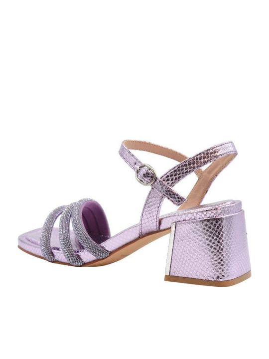 Sandalen mit Strass Lila