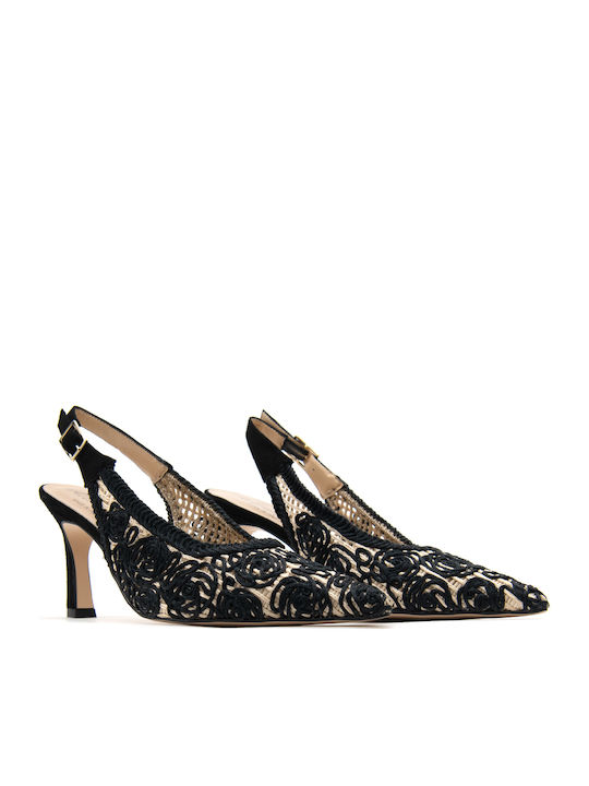 Spitze Zehe Pumps mit Hochem Absatz Schwarz