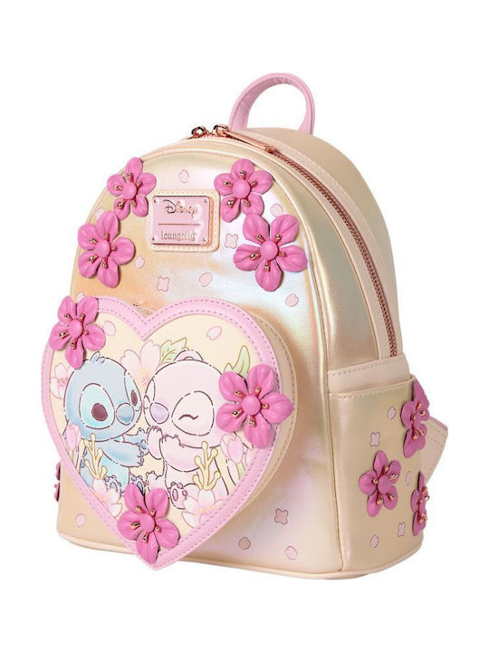Loungefly Mini Zaino Stitch & Angel Love Kinder Rucksack Rucksack Gold 22.86cmx11.43cmx26.67cmcm Disney Stitch Niedlich Mini