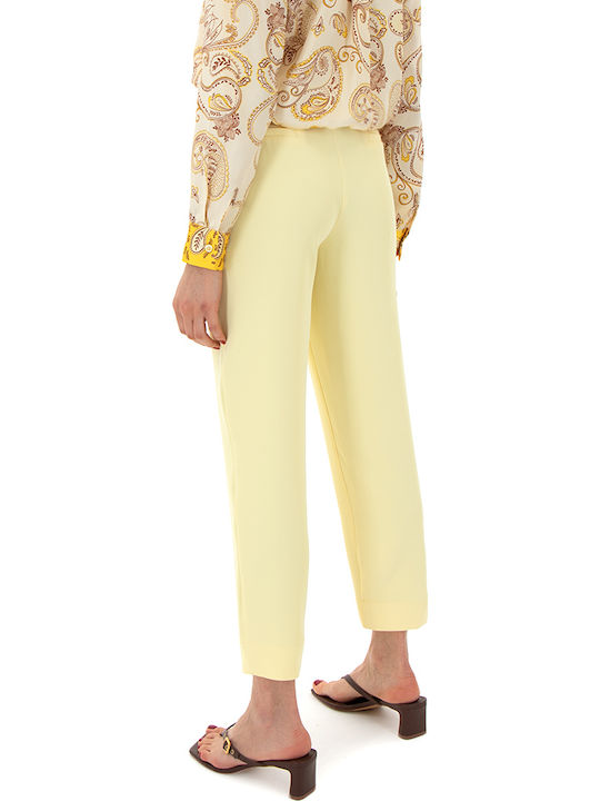 Twenty 29 Pants Women Twenty-29 Γυναικείο Ψηλόμεσο Υφασμάτινο Παντελόνι με Λάστιχο Κίτρινο