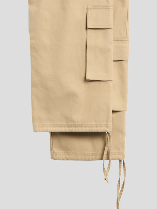 Pantaloni cu Croială Largă Beige