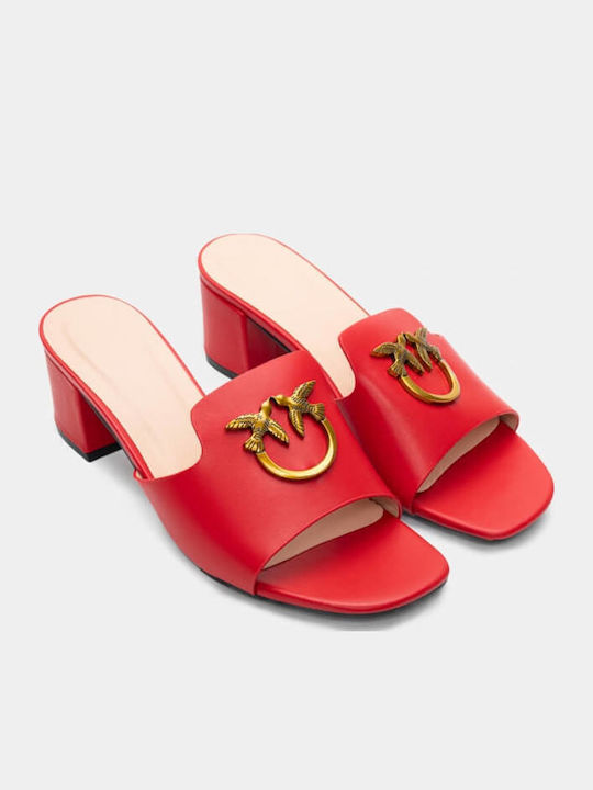Mules with Low Heel in Red Color