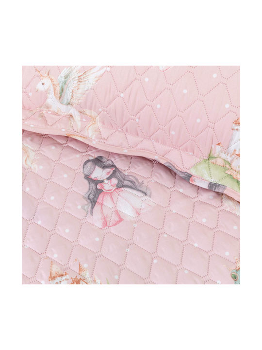 Borea Kids Quilt Set Single with Pillowcase Dusty Pink 160x220cm