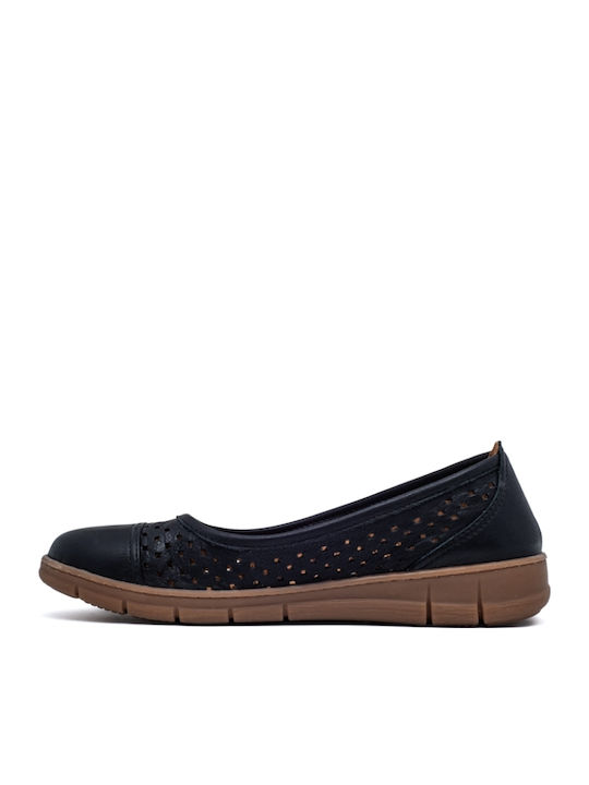 Lederne Damen Ballerinas in Schwarz Farbe