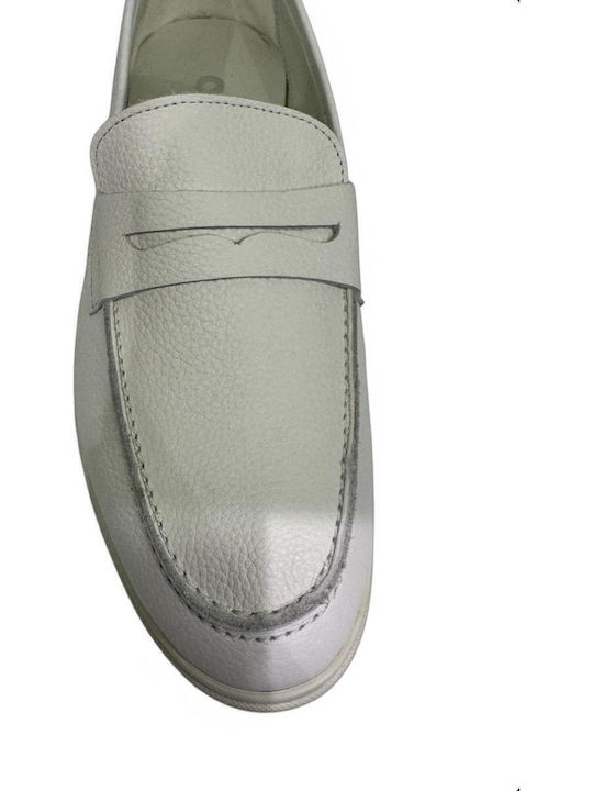 Leder Damen Loafers in Weiß Farbe