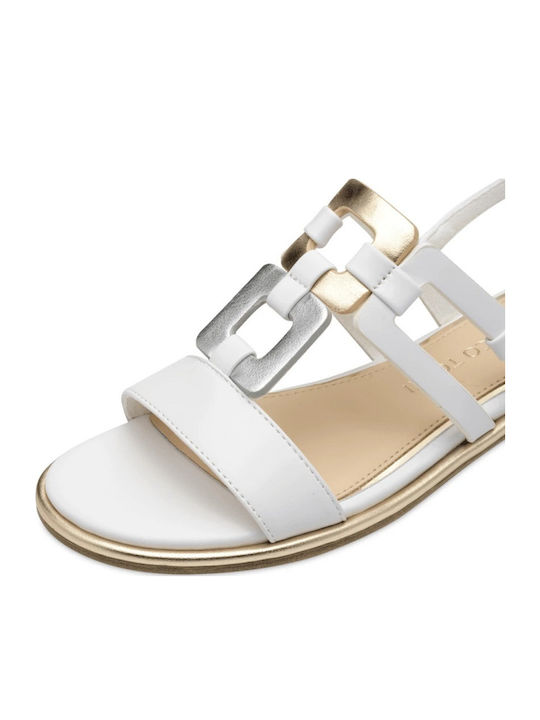 Women's Flat Sandals with Strap in White Color