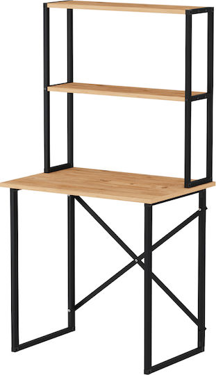 Desk Pope Wooden Pine Oak with Metal Legs 73x52x146cm