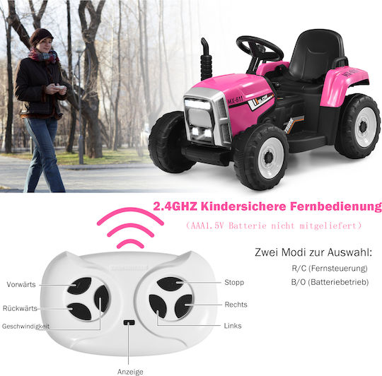 Παιδικό Τρακτέρ Ηλεκτροκίνητο με Καρότσα 12 Volt Ροζ