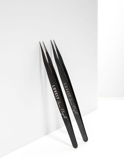 Lovely Grace Elegante Black Series Eyelash Placement Tweezers 45 Degrees 5 mm
