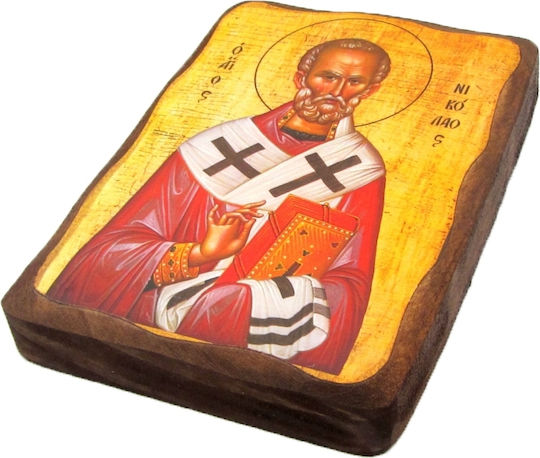 Ξυλινη Εικονα Αγιος Νικολαος 27x20cm