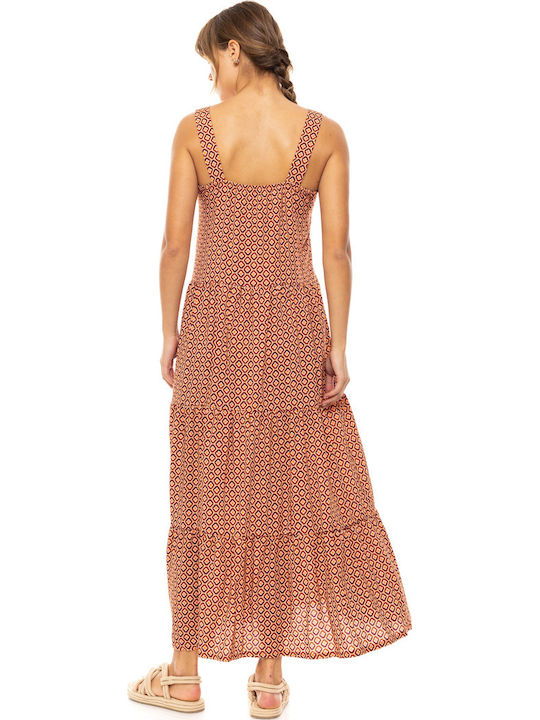 Damen Strandkleid Pink Label Lang Prism Geo Viskose Trägerkleid