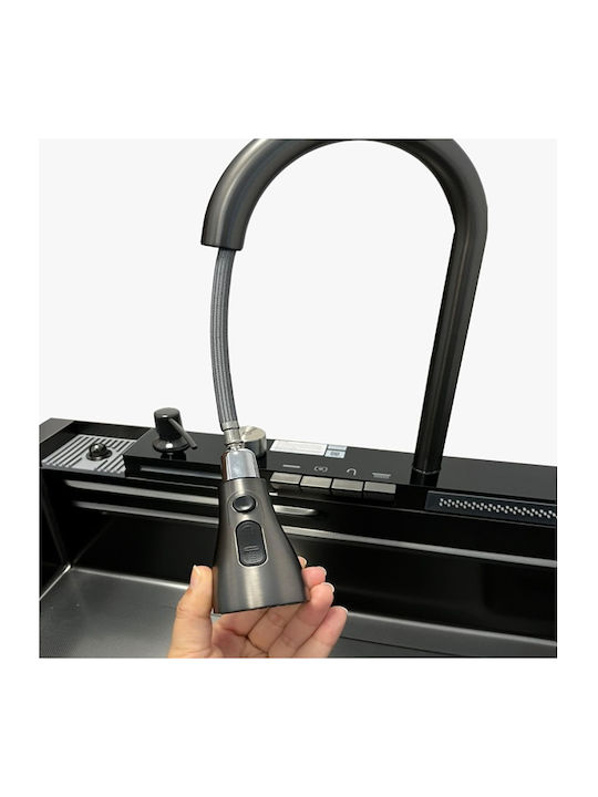 Drop-In Мивка Inox със смесител Ш75xД46см Черен