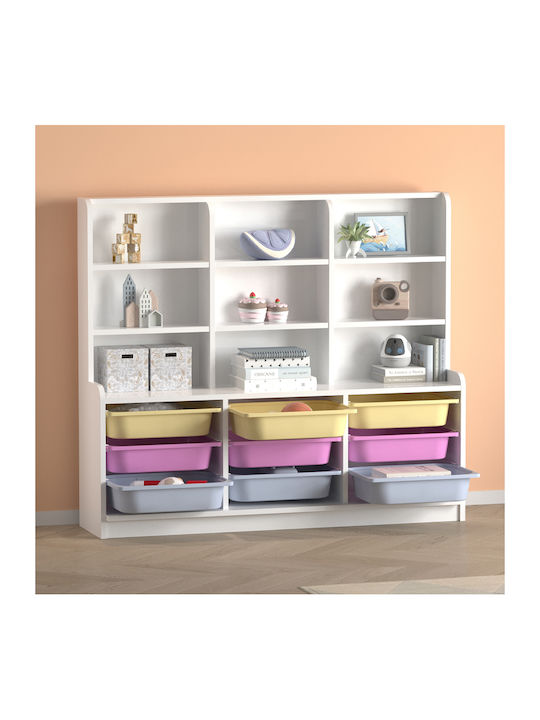 Kids Wooden Bookcase Obia White 132.6x30x115cm