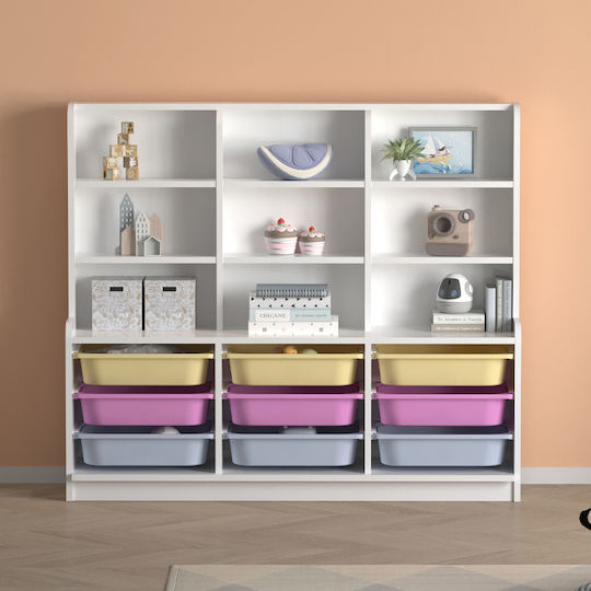 Obia Βιβλιοθήκη Δαπέδου Ξύλινη Λευκή 132.6x30x115cm