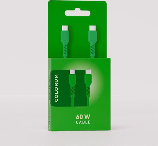 Colorum Cablu USB 2.0 USB-C Masculin - USB-C 60W PD Verde 1.8m CK60-CC-04