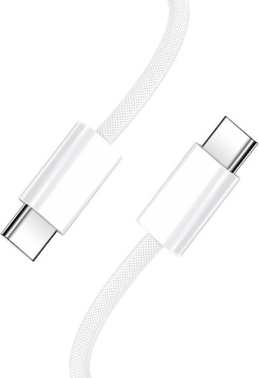 BWOO Бърз USB 2.0 Кабел USB-C Мъжки - USB-C 60W Захранване (PD) Бял 1м BO-X284