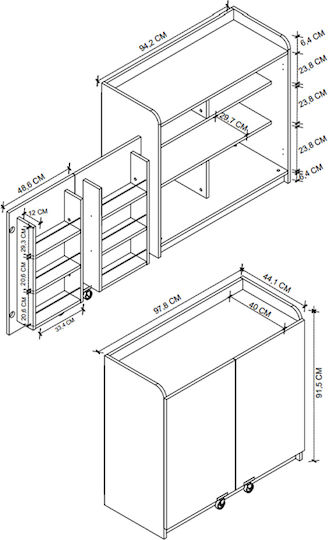 Altay Bodenstehender Schrank White 97.8x44.1x91.5cm