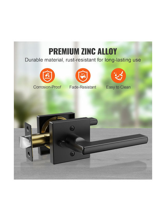 Privacy Door Handle 5pcs Matte Black Square Door Lever Εσωτερικός Αναστρέψιμος Μοχλός