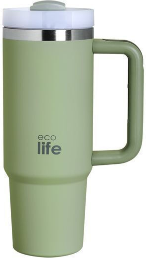 Ecolife Handled Tumbler Recyclable Handled Tumbler Thermos Stainless Steel BPA Free 900ml Bay Leaf with Straw and Handle
