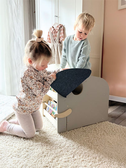 2-in-1 Bücherregal-Sitz mit Rädern "Der Elefant"