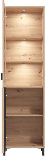 Laval Vitrine 1k Vs1 193 Artisan Eiche Schwarz 55x40x193cm