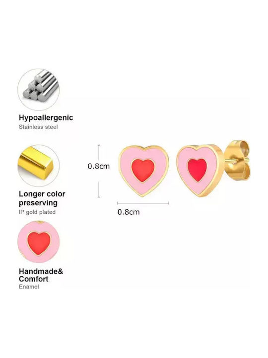 Bode Hypoallergenic Gold Plated Kids Earrings Studs Hearts from Steel