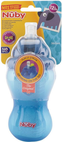 Nuby Παιδικό Ποτηράκι No-spill από Πλαστικό Μπλε 360ml για 12m+