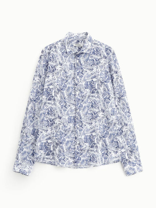 Cu mânecă lungă Cămașă Floral Albastru
