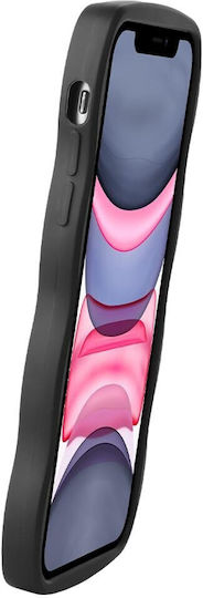 HappyCase Umschlag Rückseite Silikon mit Band Schwarz (iPhone 11)