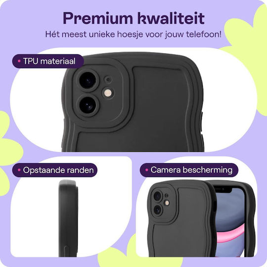 HappyCase Umschlag Rückseite Silikon mit Band Schwarz (iPhone 11)