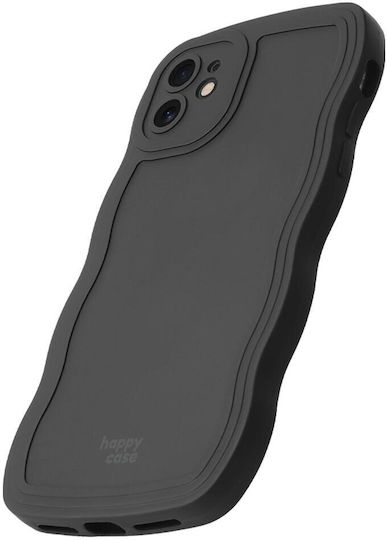 HappyCase Umschlag Rückseite Silikon mit Band Schwarz (iPhone 11)