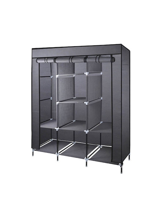 Bormann BPC1500 Fabric Wardrobe with Zipper and Shelves in Gray Color 130x45x175cm