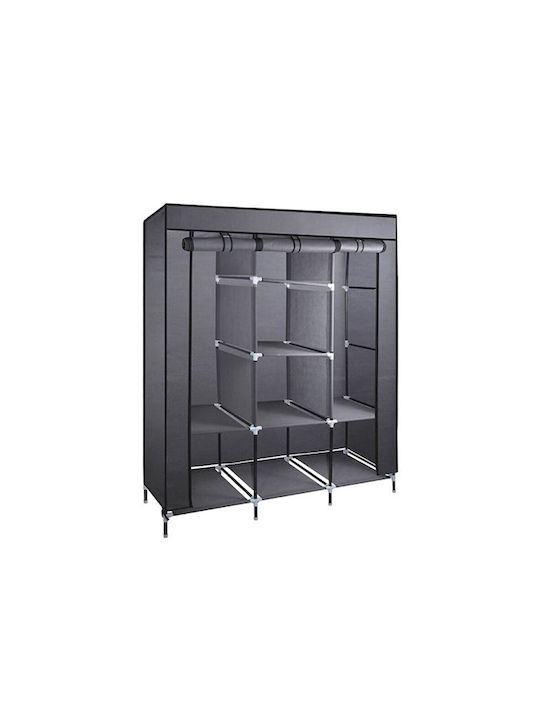 Bormann BPC1500 Fabric Wardrobe with Zipper and Shelves in Gray Color 130x45x175cm