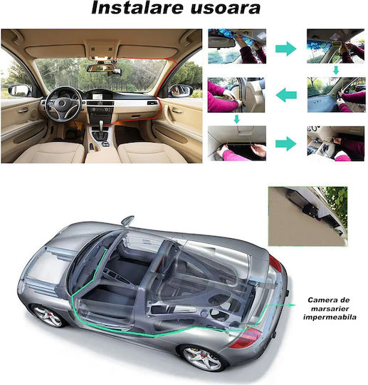1296P Windshield Car DVR Set with Rear Camera, 3" Display